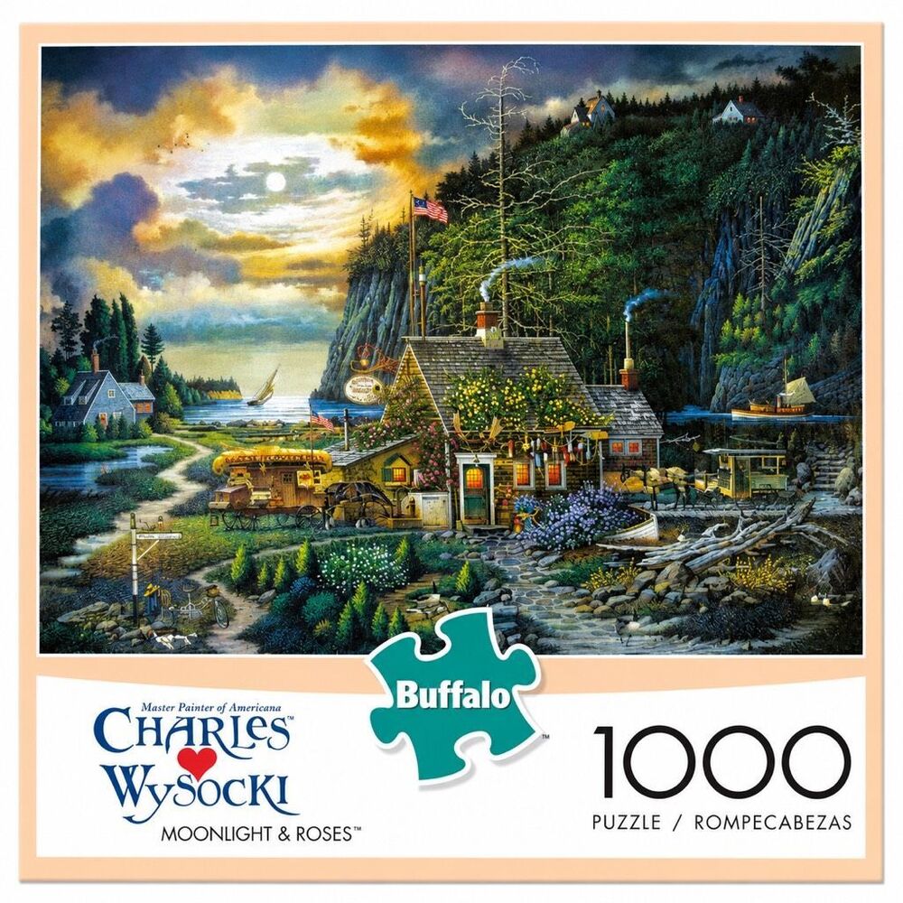 Buffalo Charles Wysocki Moonlight & Roses 1000 Piece Puzzle Complete